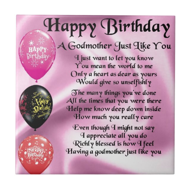 Godmother poem - Happy Birthday Design Tile (Front)