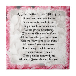 Godmother poem - Pink Floral design Tile