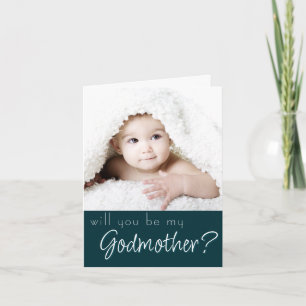 Godmother Proposal   Navy Blue 2 Photo Will you Be Card