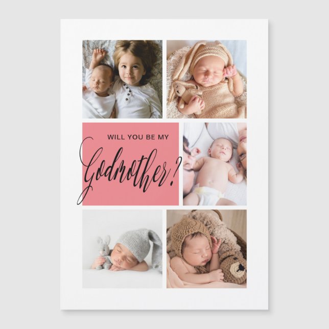 Godmother Proposal Photo Collage Magnetic Card (Front)