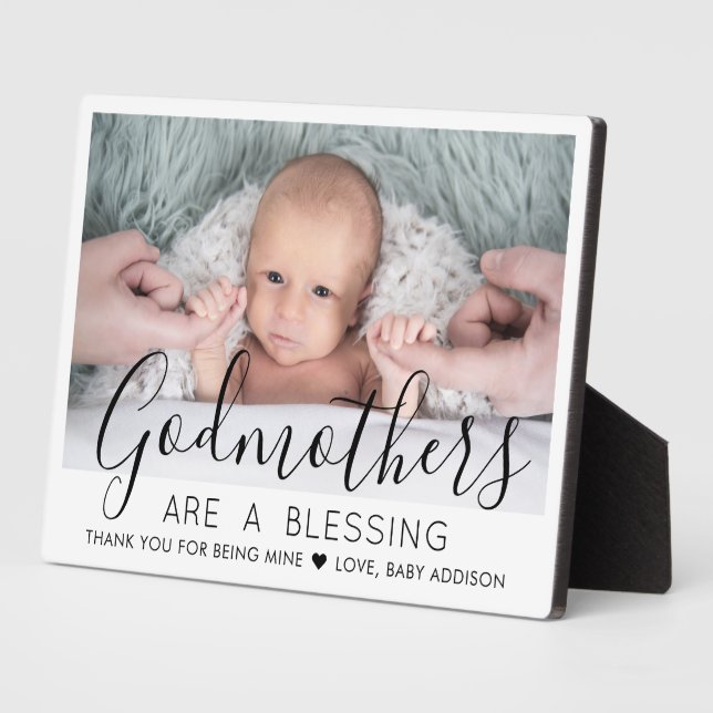 Godmother Thank You Baptism or Christening Photo Plaque (Side)