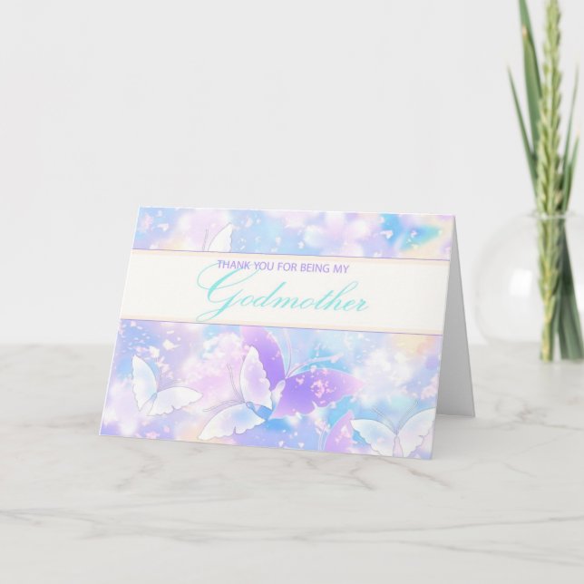 Godmother Thank You Pastel Butterflies (Front)