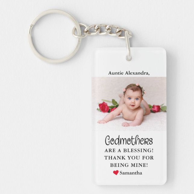 Godmother Thank You Photo Key Ring (Front)
