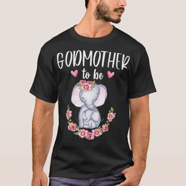 Godmother To Be Elephant Baby Shower Floral Premiu T-Shirt (Front)