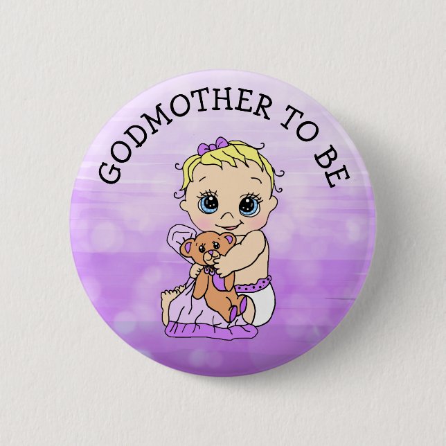 Godmother to Be Girl's Baby Shower 6 Cm Round Badge (Front)