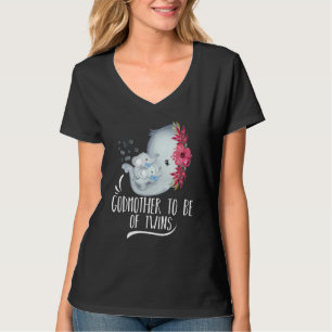 Godmother To Be Of Twins Twin Baby Boys Elephant B T-Shirt
