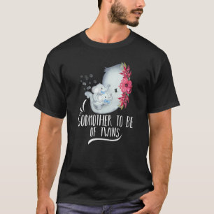 Godmother To Be Of Twins Twin Baby Boys Elephant B T-Shirt