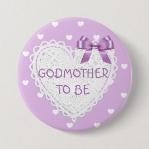 Godmother to be purple hearts Baby Shower Button