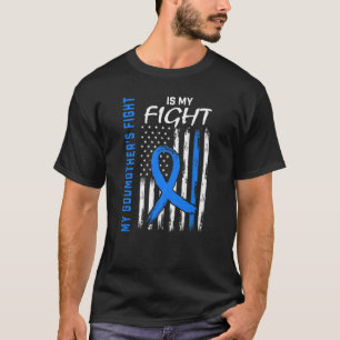 Godmother Type 2 Diabetes Awareness American Flag T-Shirt