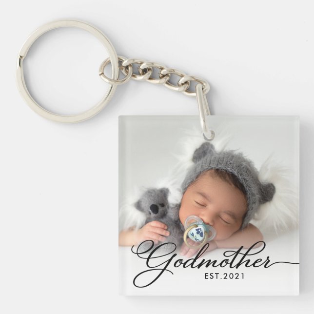 Godmother Year Established Photo Key Ring (Front)