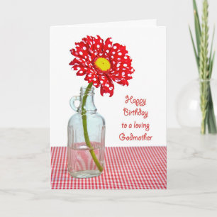 Godmother's Birthday Polka Dot Daisy Card