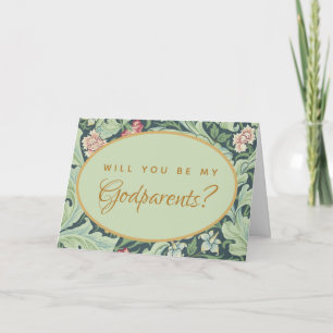 Godparent Proposal Botanical Green Leaves Card