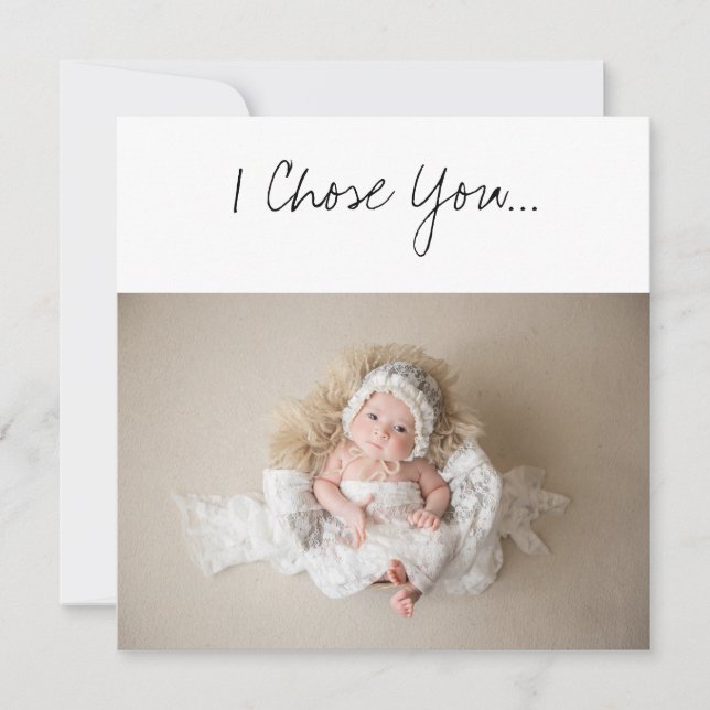 Godparent Proposal I Chose You Newborn White Dress Card (Front)