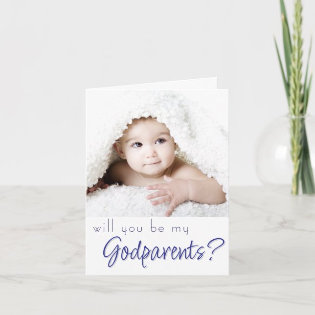 Godparent Proposal | Simple Classic Script Photo Card (Front)