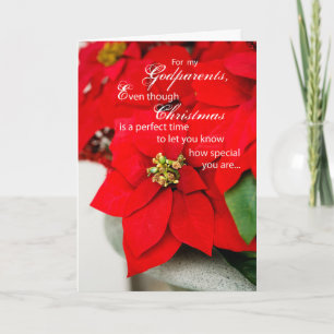 Godparents Christmas Poinsettia Holiday Card