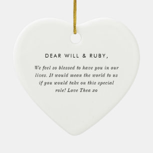 Godparents Handwritten Bow Proposal Ceramic Tree Decoration