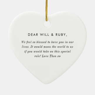 Godparents Handwritten Bow Proposal Ceramic Tree Decoration