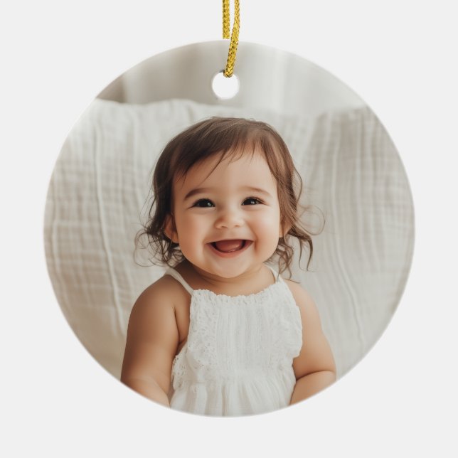 Godparents Handwritten Proposal Photo Girl Ceramic Tree Decoration (Front)