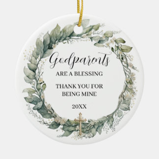 Godparents Keepsake Gift Ceramic Tree Decoration