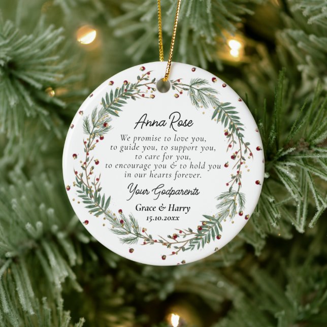 Godparents Promise to Godchild Christening  Ceramic Tree Decoration (Tree)