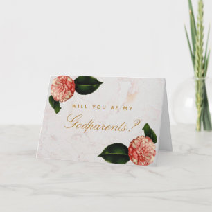 Godparents Proposal Floral Camellias Marble Card