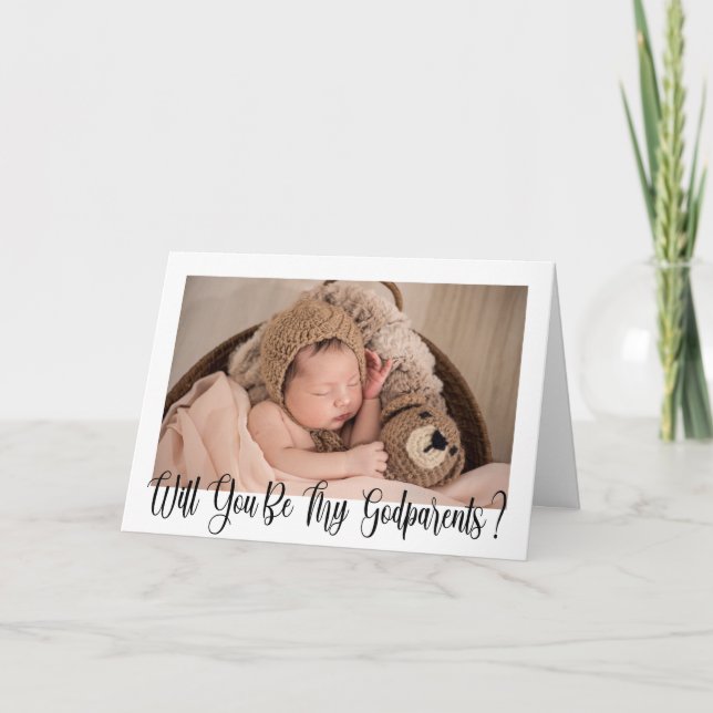 Godparents Proposal Photo Calligraphy Card (Front)