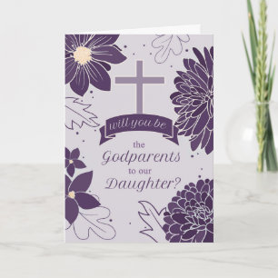 Godparents Request Daughter Bold Plum Botanical Card