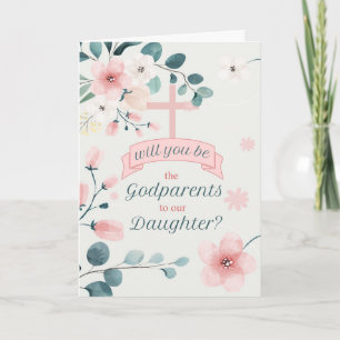 Godparents Request for Daughter Peach Blossoms Card
