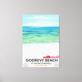 Godrevy Beach St Ives Bay, Cornwall travel poster Canvas Print