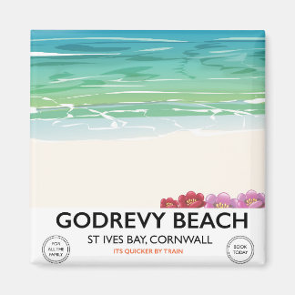 Godrevy Beach St Ives Bay, Cornwall travel poster Magnet