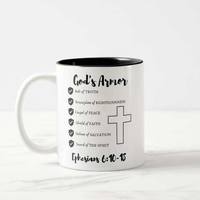 God's Armour Cross Christian Jesus Scripture Mug (Left)