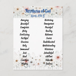 God's Attributes Alphabet Floral Customisable Card