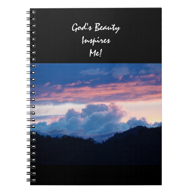 God's Beauty inspires me! notebook Sunset Clouds (Front)
