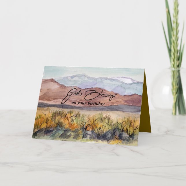 God's Blessings On Your Birthday Desert Mountains Card (Front)
