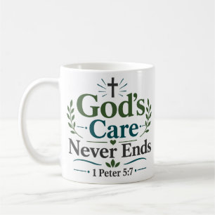 God's Care Never Ends Christian Prayer Quote Coffee Mug