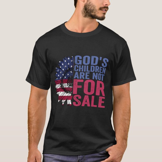 God's Children Are Not For Sale Patriotic Flower  T-Shirt (Front)