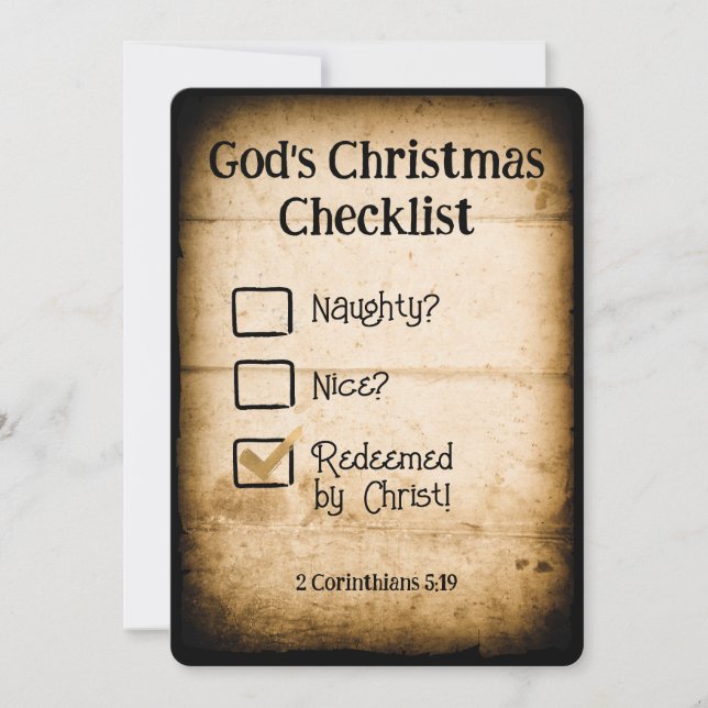 GOD'S CHRISTMAS CHECKLIST Christian Personalised  Holiday Card (Front)