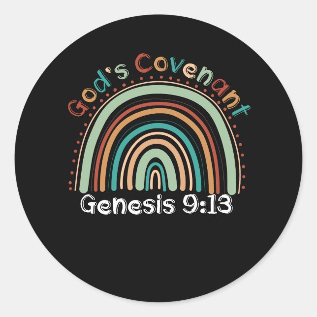 Gods Covenant Boho Rainbow Genesis 9 13 Christian  Classic Round Sticker (Front)