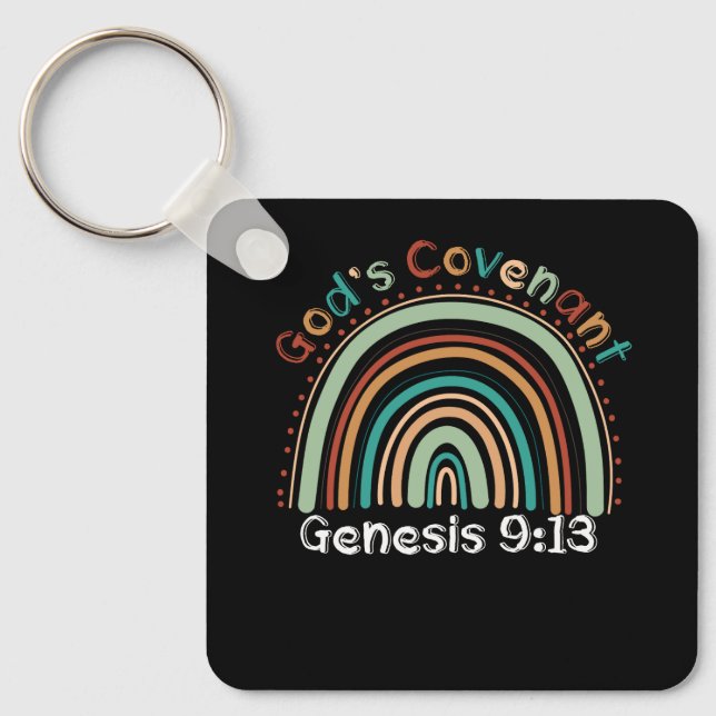 Gods Covenant Boho Rainbow Genesis 9 13 Christian  Key Ring (Front)