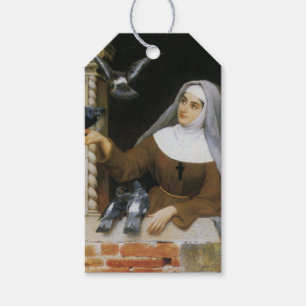 God's Creatures (Christian Nun Feeding Pigeons) Gift Tags