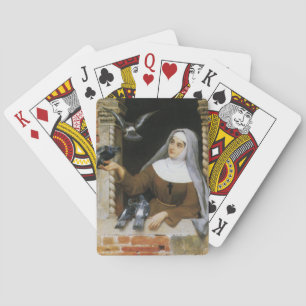 God's Creatures (Italian Catholic Nun with Birds) Playing Cards