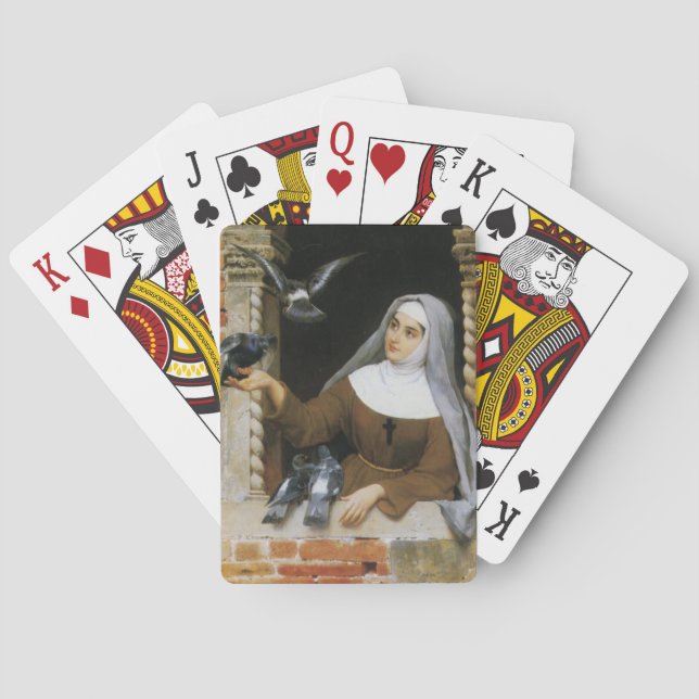 God's Creatures (Italian Catholic Nun with Birds) Playing Cards (Back)