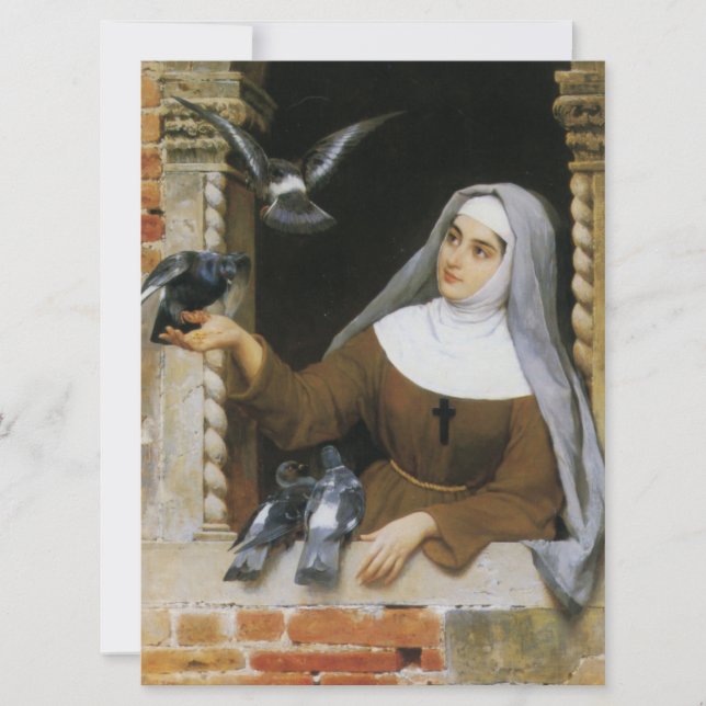 God's Creatures (Nun Feeding Birds) Card (Front)