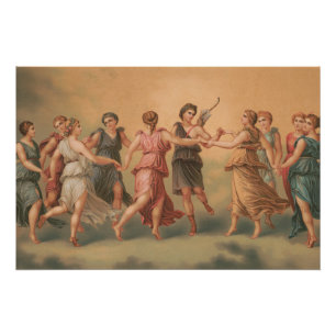 Gods Dancing in the Clouds with Goddesses Glossy Poster
