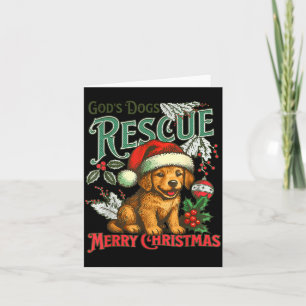 God's Dogs Rescue Christmas Santa Golden Retriever Card