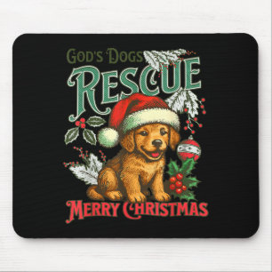 God's Dogs Rescue Christmas Santa Golden Retriever Mouse Mat