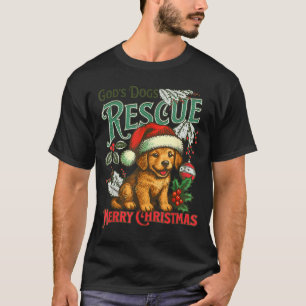 God's Dogs Rescue Christmas Santa Golden Retriever T-Shirt