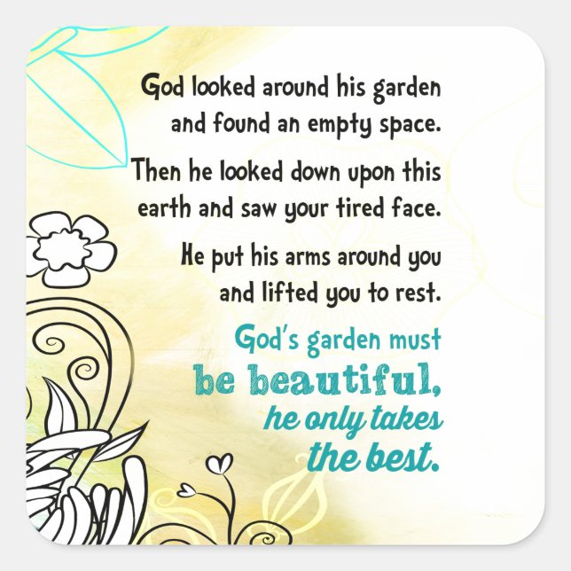 God's Garden Square Sticker (Front)