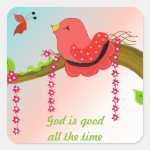 God's Goodness Bird on a Branch Square Sticker