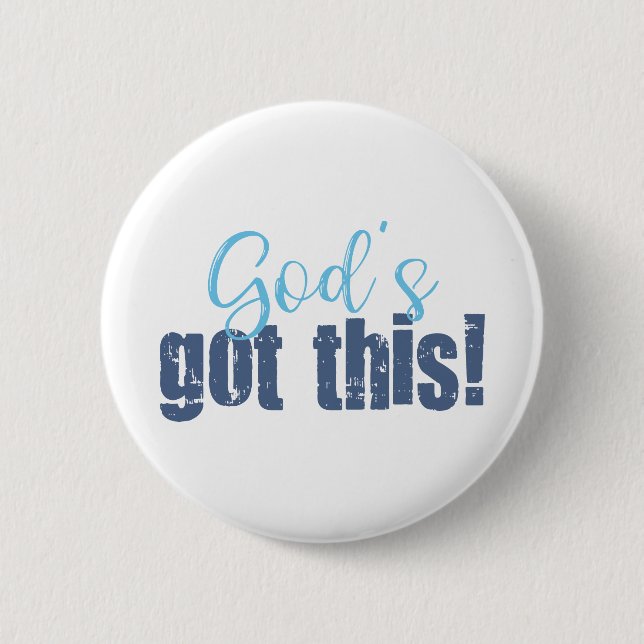 Gods got this blue 6 cm round badge (Front)